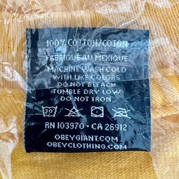 🌺 Obey Big Mood Bright Yellow Graphic Retro Boxy Fit Print Tee NWT - Picture 6 of 7